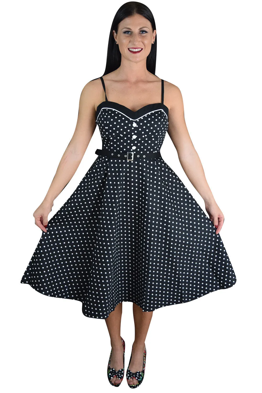 60's Vintagge Black and White Polka Dot Flare Two Tone Dress with Bolero Jacket