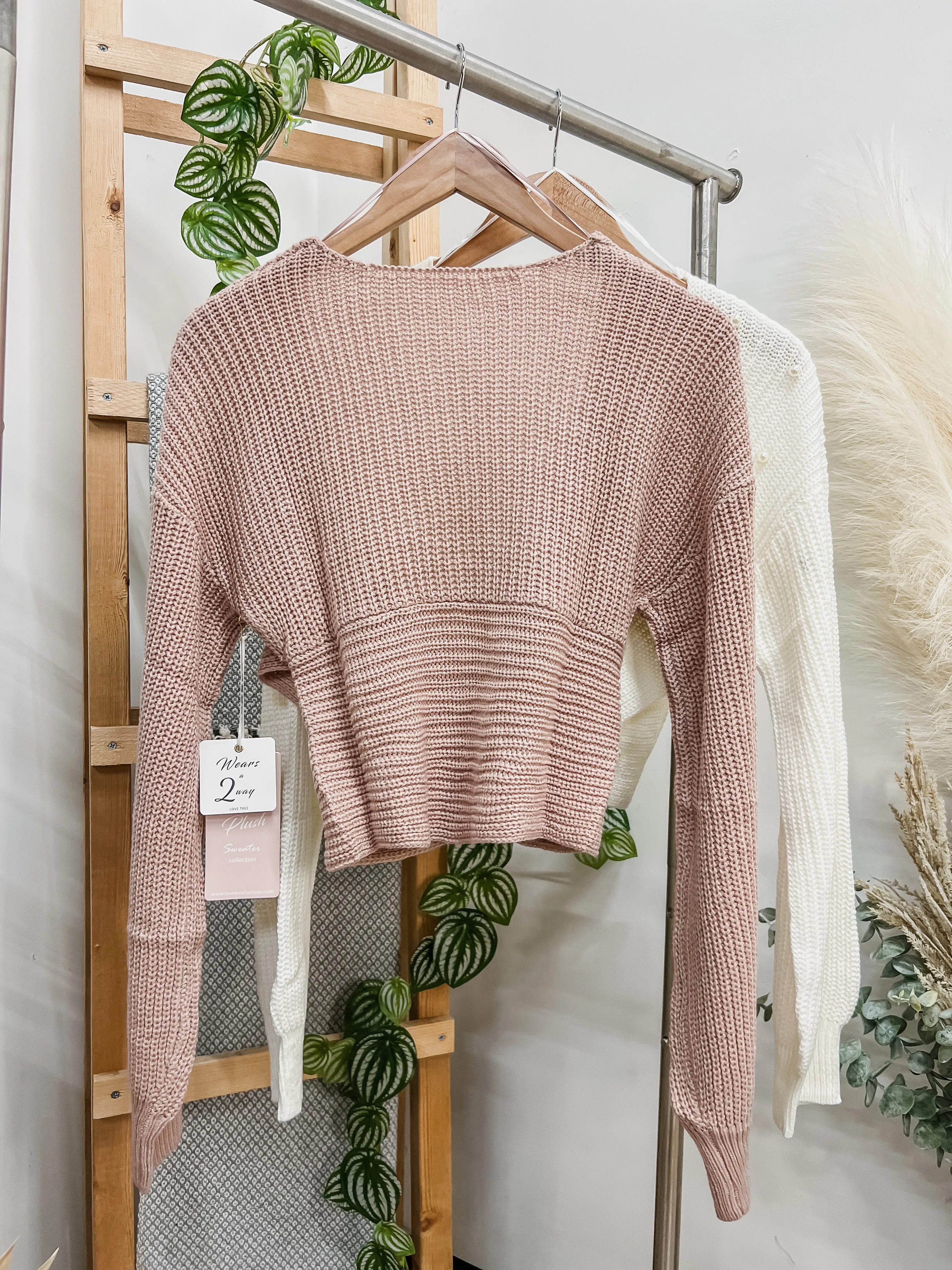 Arlette Pearl Cross Knit Sweater