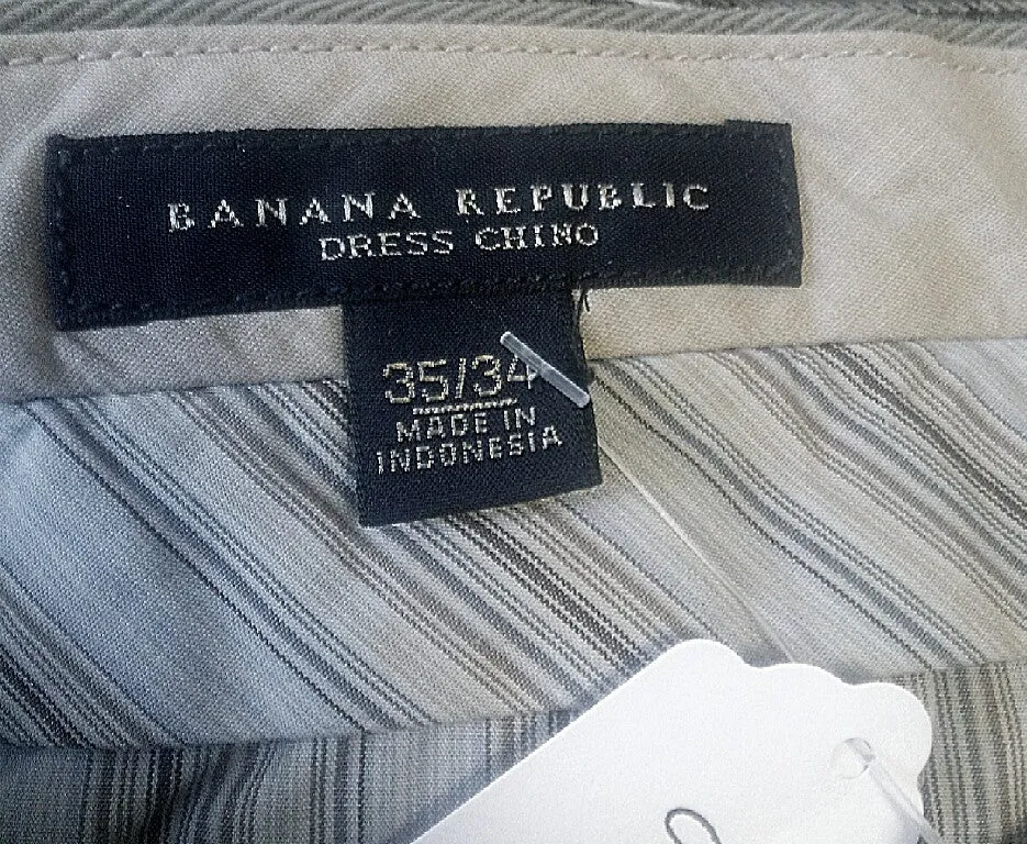 Banana Republic-Taupe Brushed Cotton Twill Chino Trousers- size 35x34