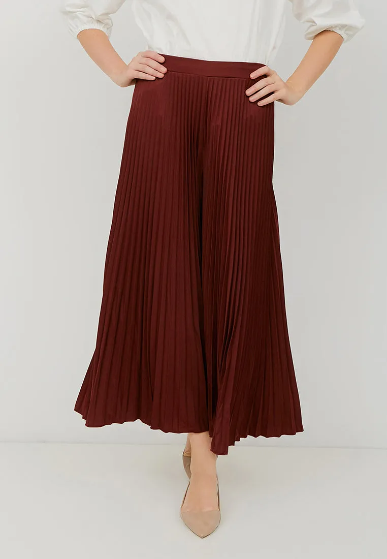 Basic Pleated Culottes Maxi (Maroon)