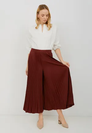 Basic Pleated Culottes Maxi (Maroon)