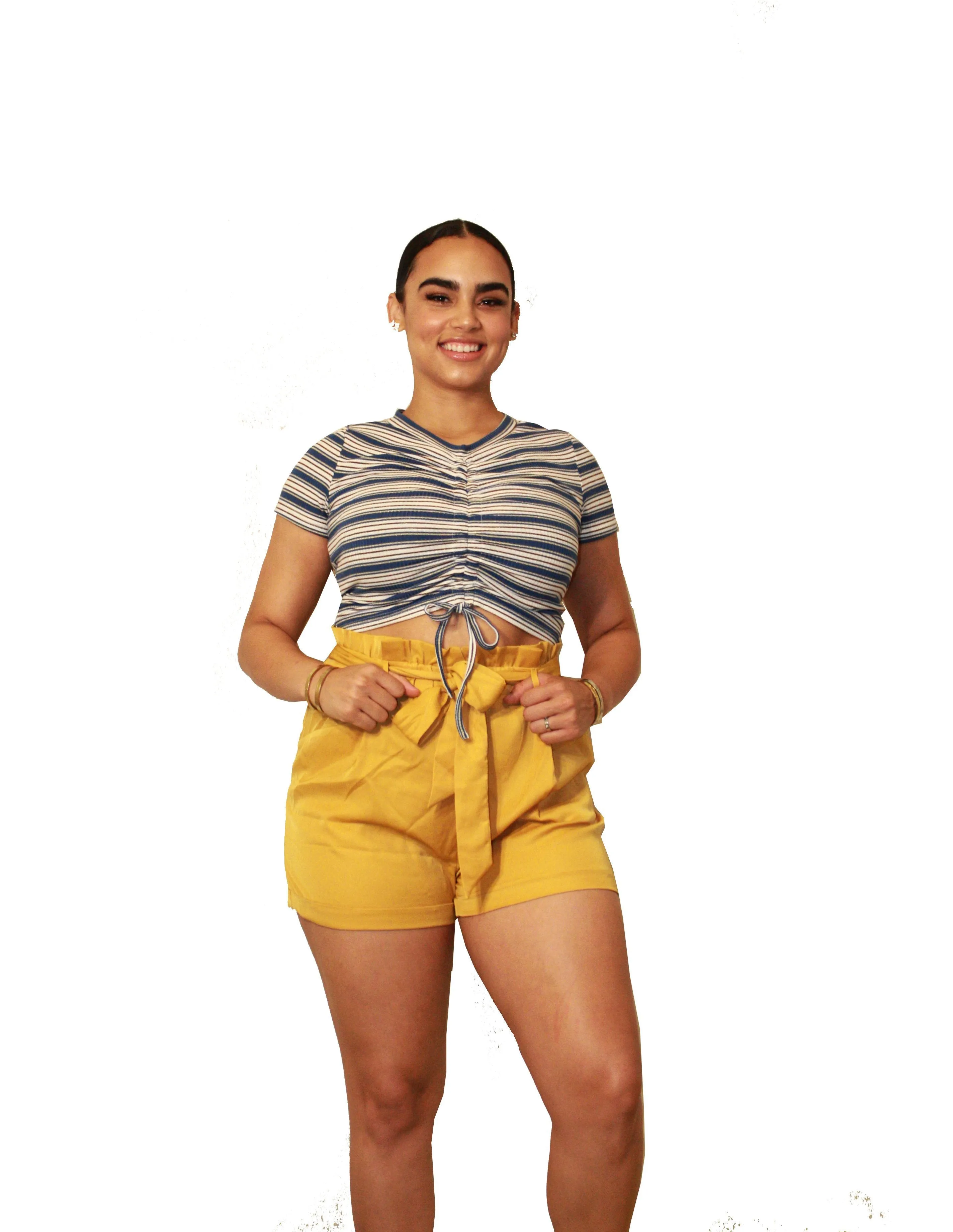 Bastet Ruched Stripe Crop Top
