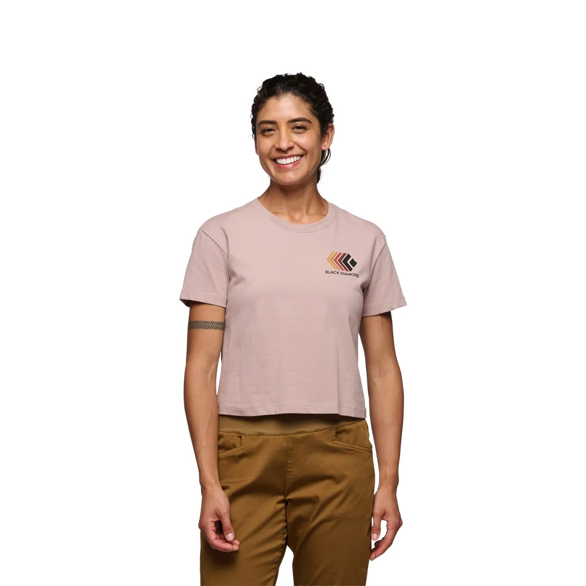 Black Diamond Women&#x27;s Faded Crop Shortsleeve Tee Pale Mauve | Buy Black Diamond Women&#x27;s Faded Crop Shortsleeve Tee Pale Mauve here | Outnorth