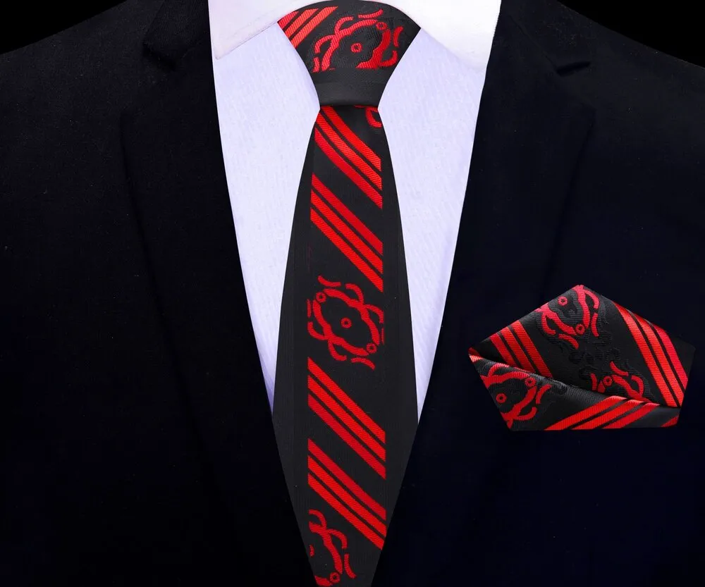 Black Red Scarab Necktie