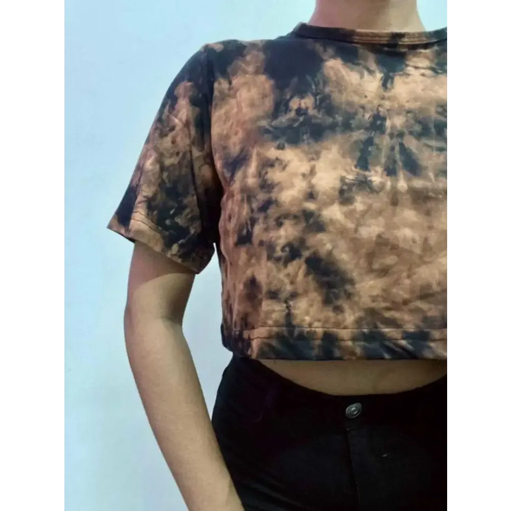 Bleached Dots Tie Dye Cotton Crop Top