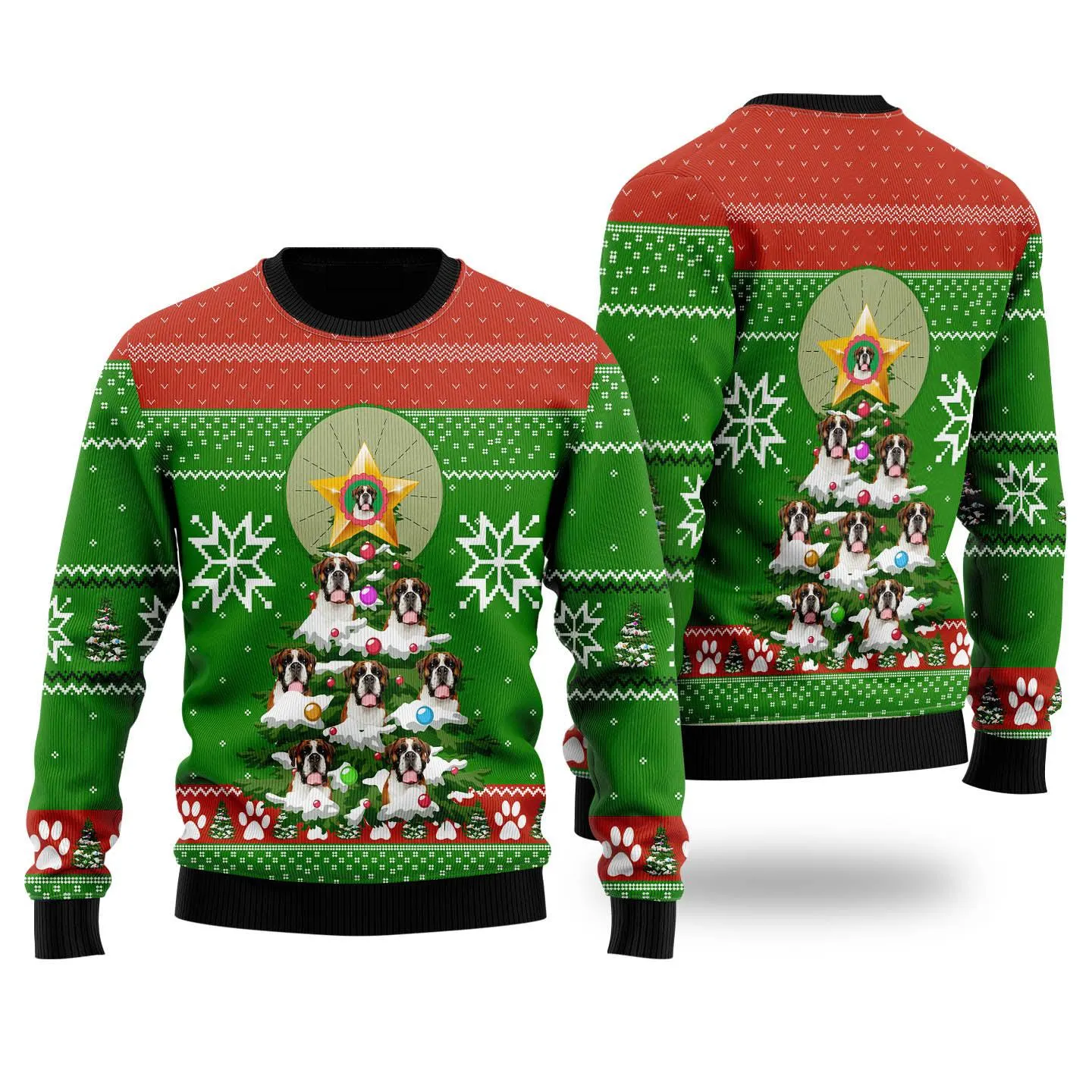 Boxer Pine Tree Ugly Christmas Sweater For Men & Women, Perfect Shirt for Dog Lovers
