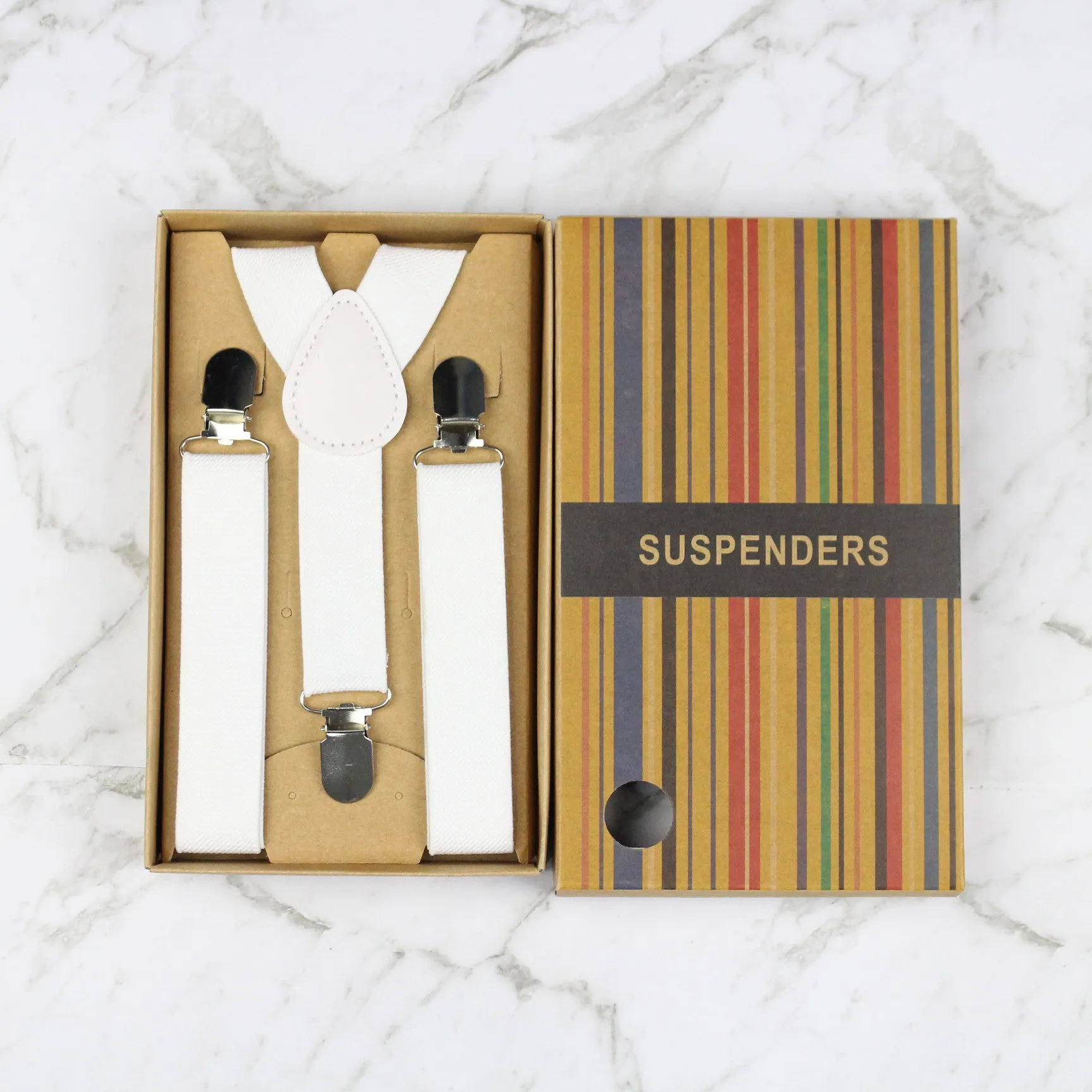 Boys Suspenders/Bracers - White