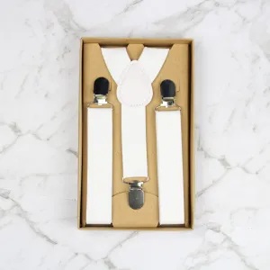 Boys Suspenders/Bracers - White