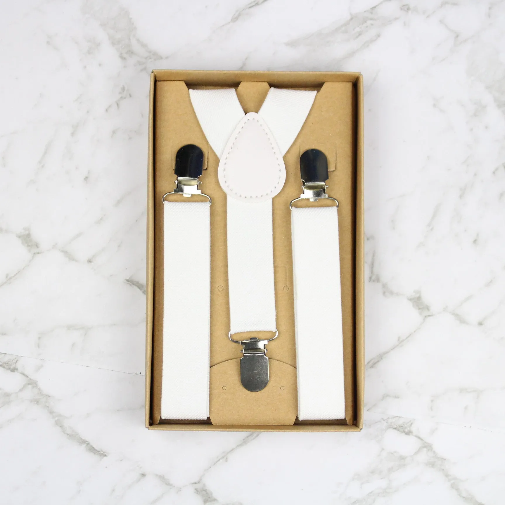 Boys Suspenders/Bracers - White