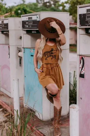 Bronc Bustin' Weekend 2 Piece Crop Set - Mustard