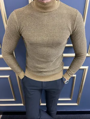 Camel Slim Fit Mock Turtleneck Sweater for Men | GentWith.com