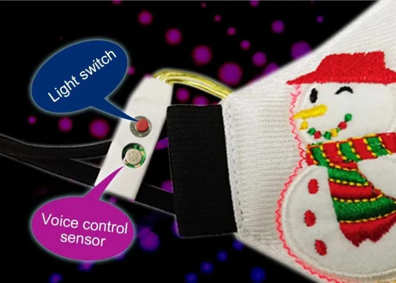 Christmas Light Up Rechargeable Sound Sensor Fiber Optic Mask