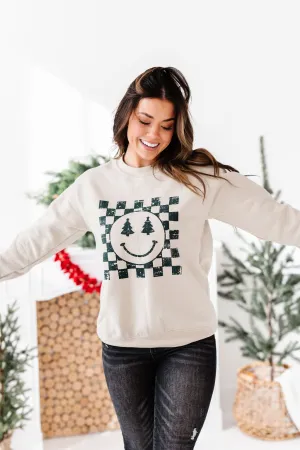Christmas Tree Joy Graphic Sweatshirt in Sand