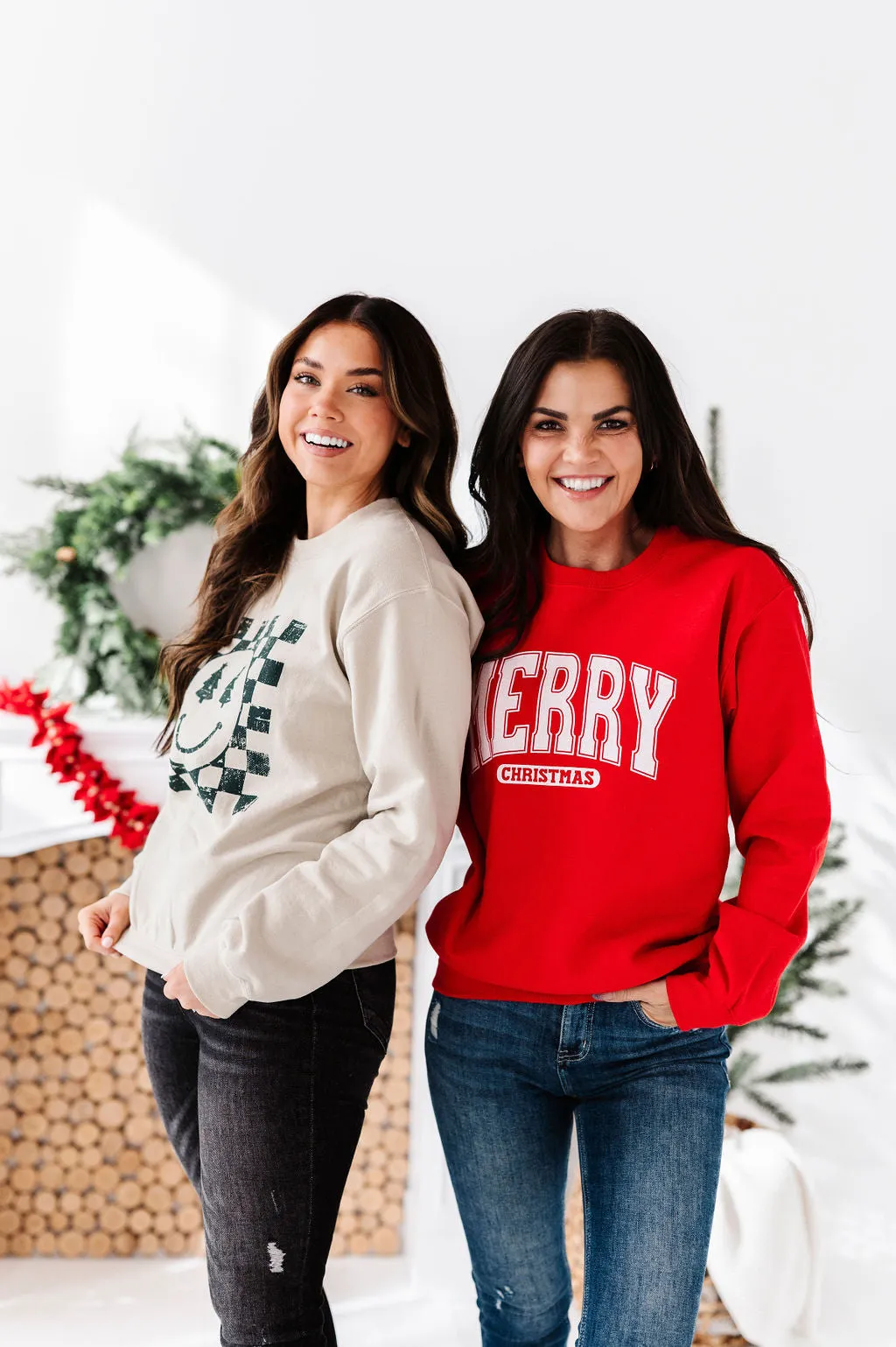 Christmas Tree Joy Graphic Sweatshirt in Sand