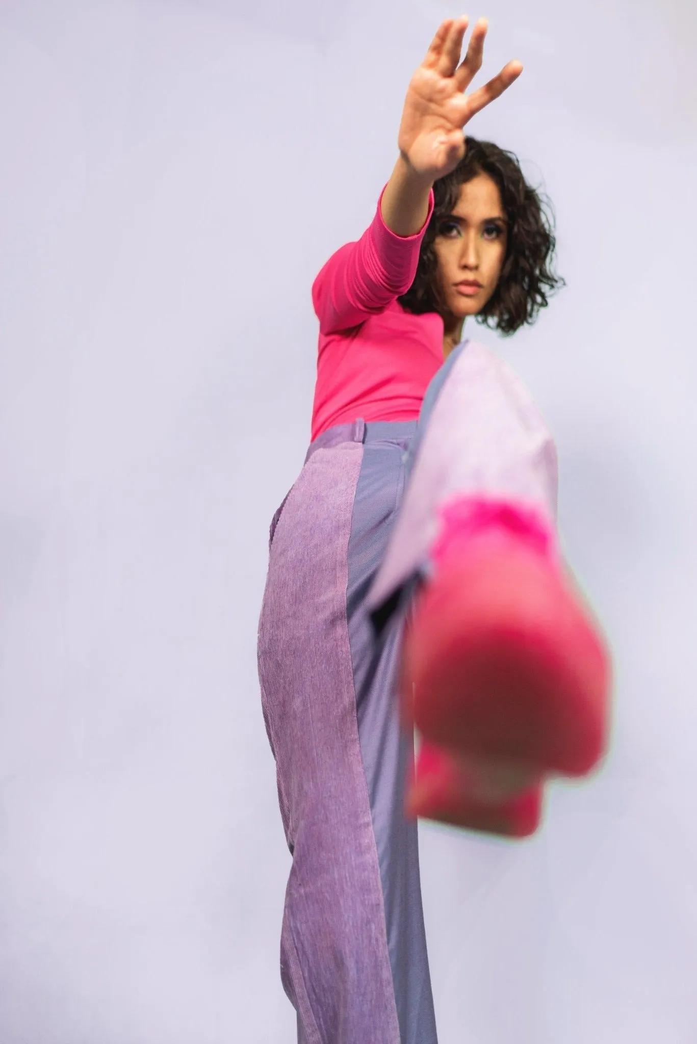 Corduroy Patchwork Pants in Deep Lilac