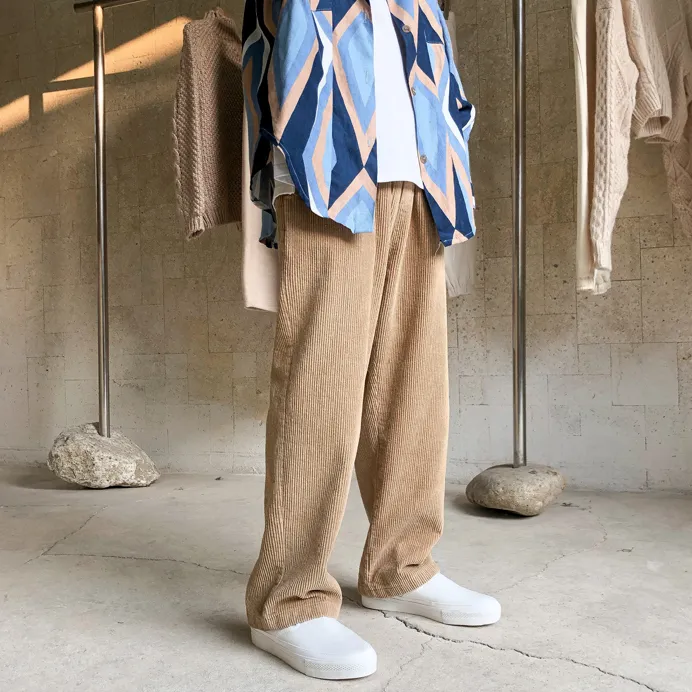 Corduroy straight loose wide leg pants trend