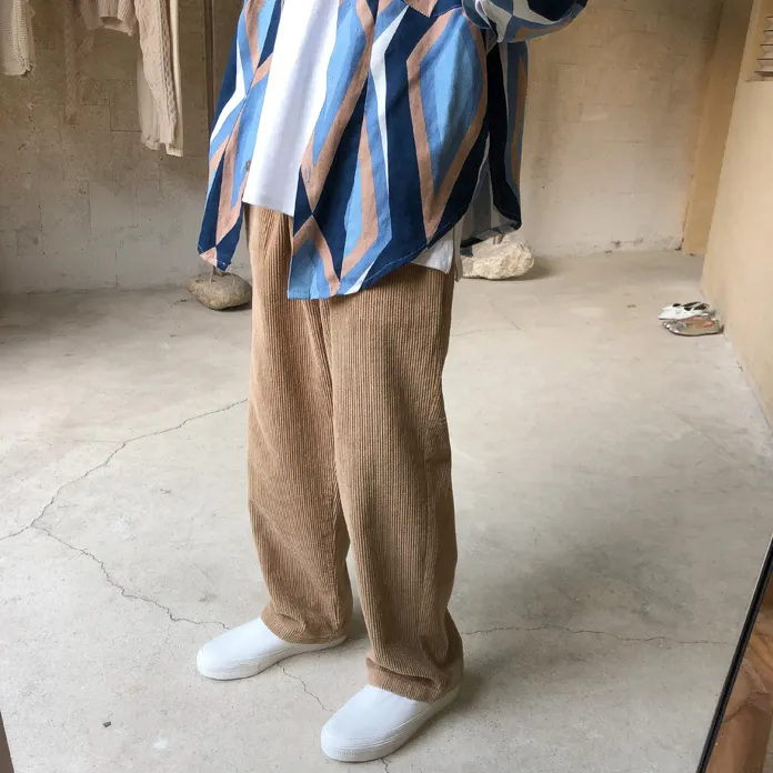 Corduroy straight loose wide leg pants trend