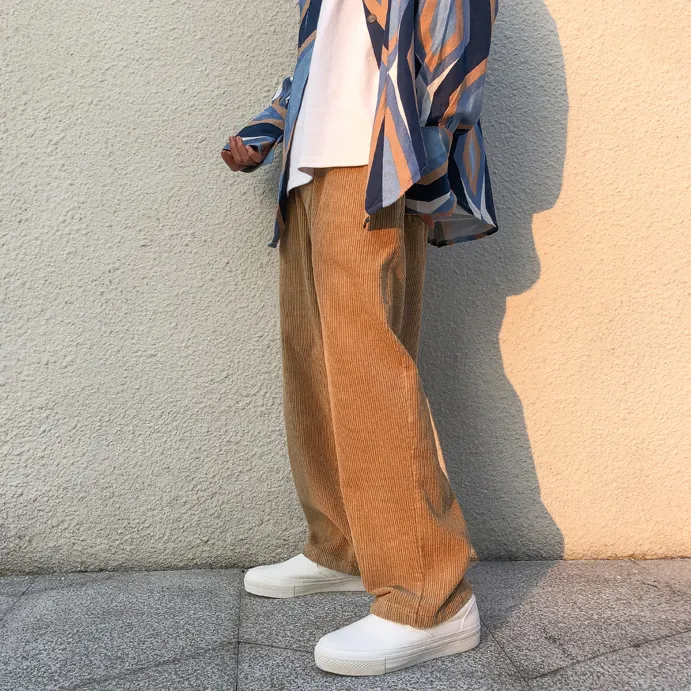 Corduroy straight loose wide leg pants trend