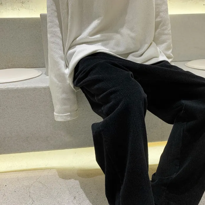 Corduroy straight loose wide leg pants trend