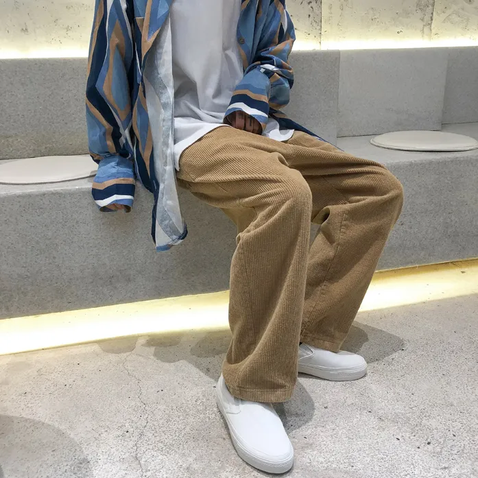 Corduroy straight loose wide leg pants trend