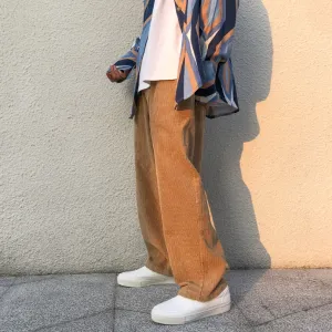 Corduroy straight loose wide leg pants trend