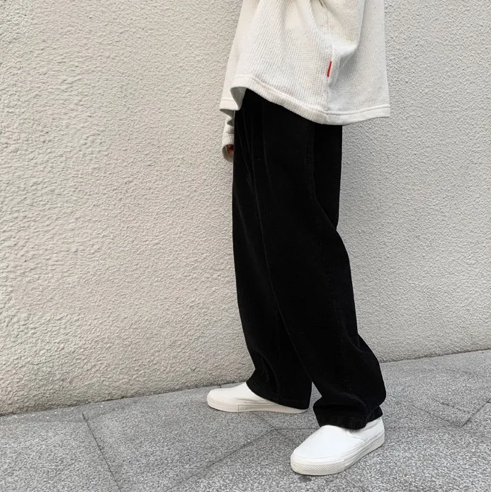 Corduroy straight loose wide leg pants trend
