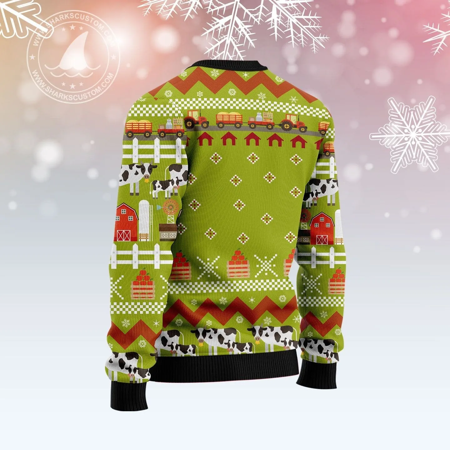 Cow Pine Tree Christmas Ugly Christmas Sweater, Perfect Shirt for Cow Farmer