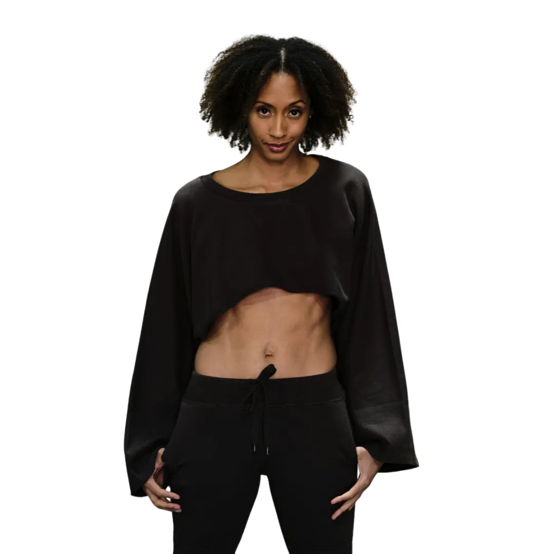 Crop French Terry Sweatshirt - Black