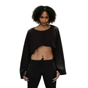Crop French Terry Sweatshirt - Black
