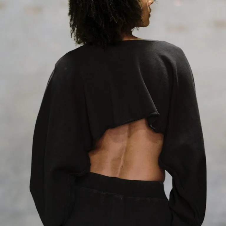 Crop French Terry Sweatshirt - Black