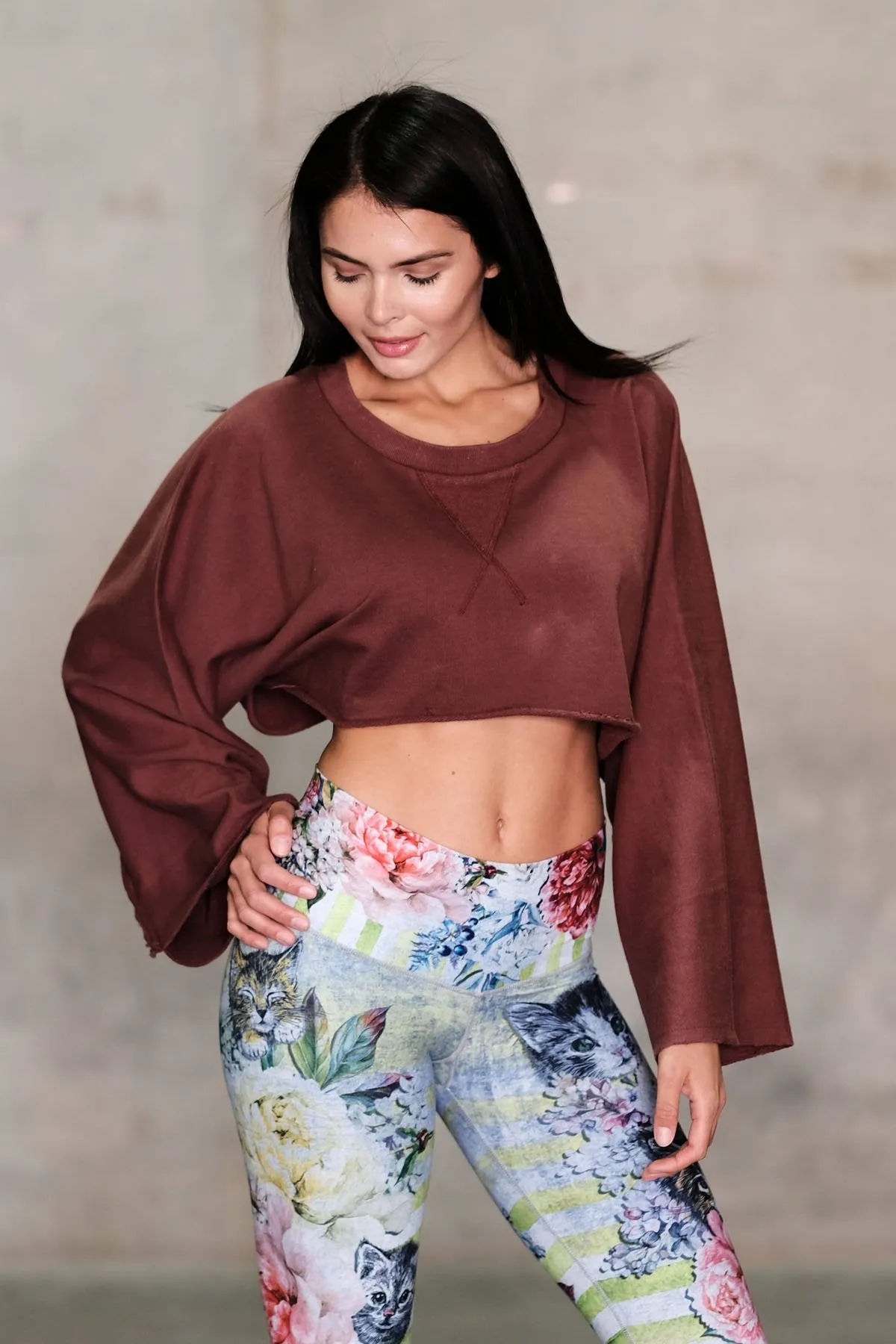 Crop French Terry Sweatshirt - Cognac