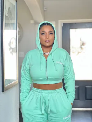 CROP TOP HOODIE MINT