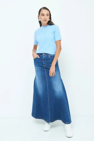 Denim maxi skirt wholesale