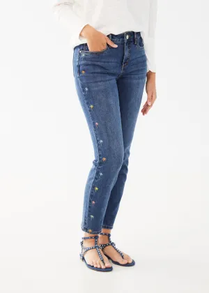 FDJ Olivia Pencil Ankle Embroidered Jean 2473779-MEDWS Medium Wash