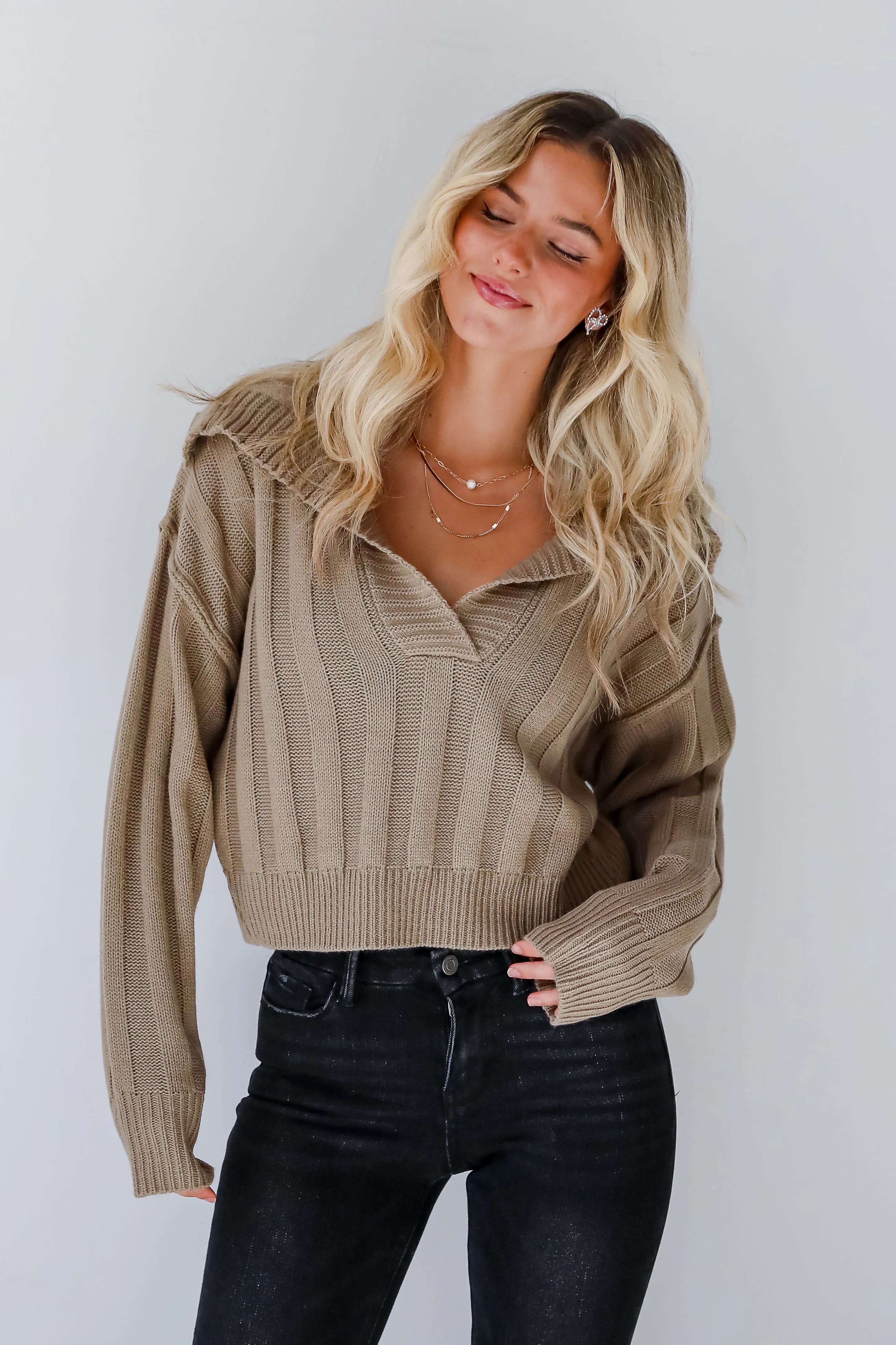 FINAL SALE  - Perfectly Effortless Olive Collared Sweater