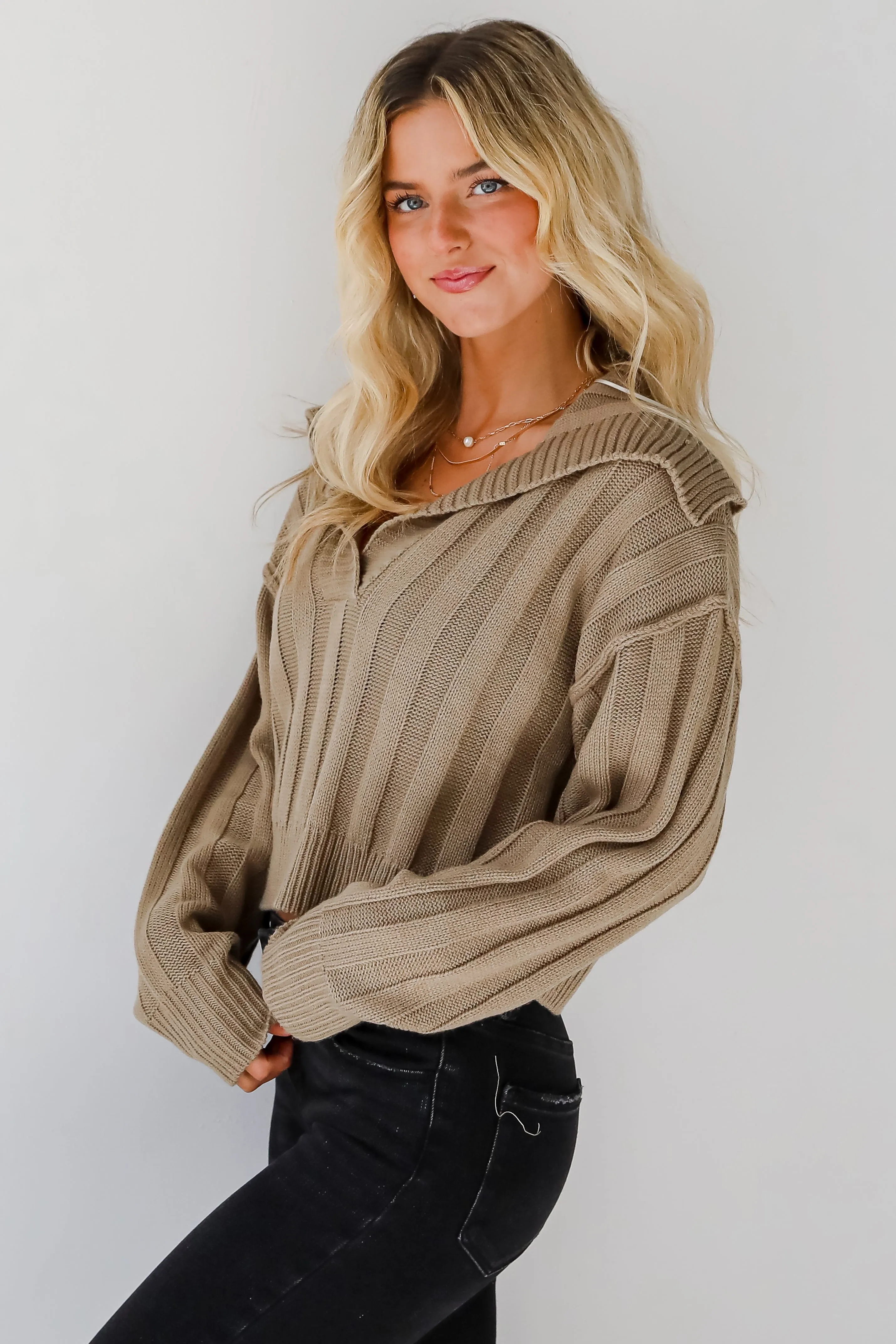 FINAL SALE  - Perfectly Effortless Olive Collared Sweater