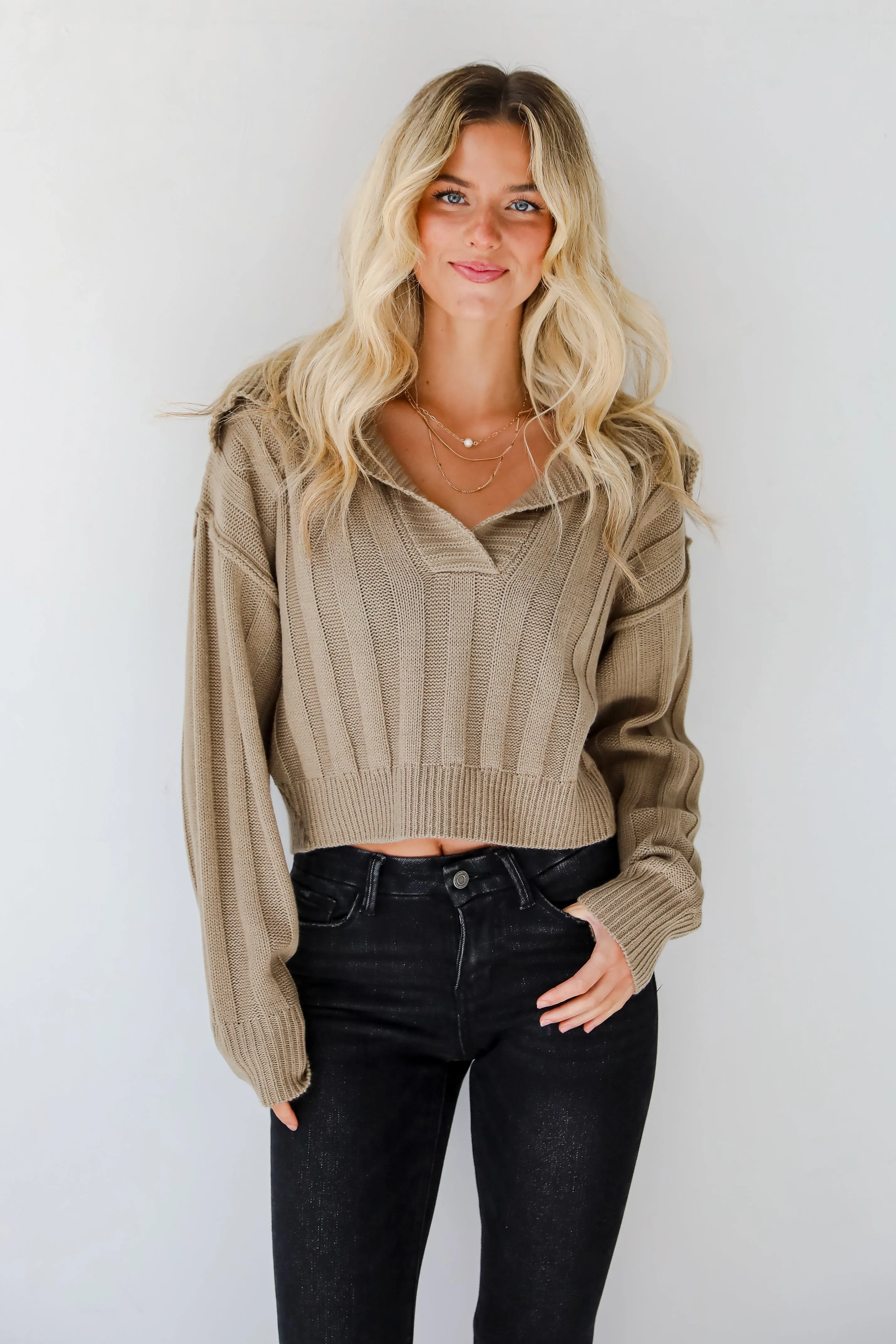 FINAL SALE  - Perfectly Effortless Olive Collared Sweater