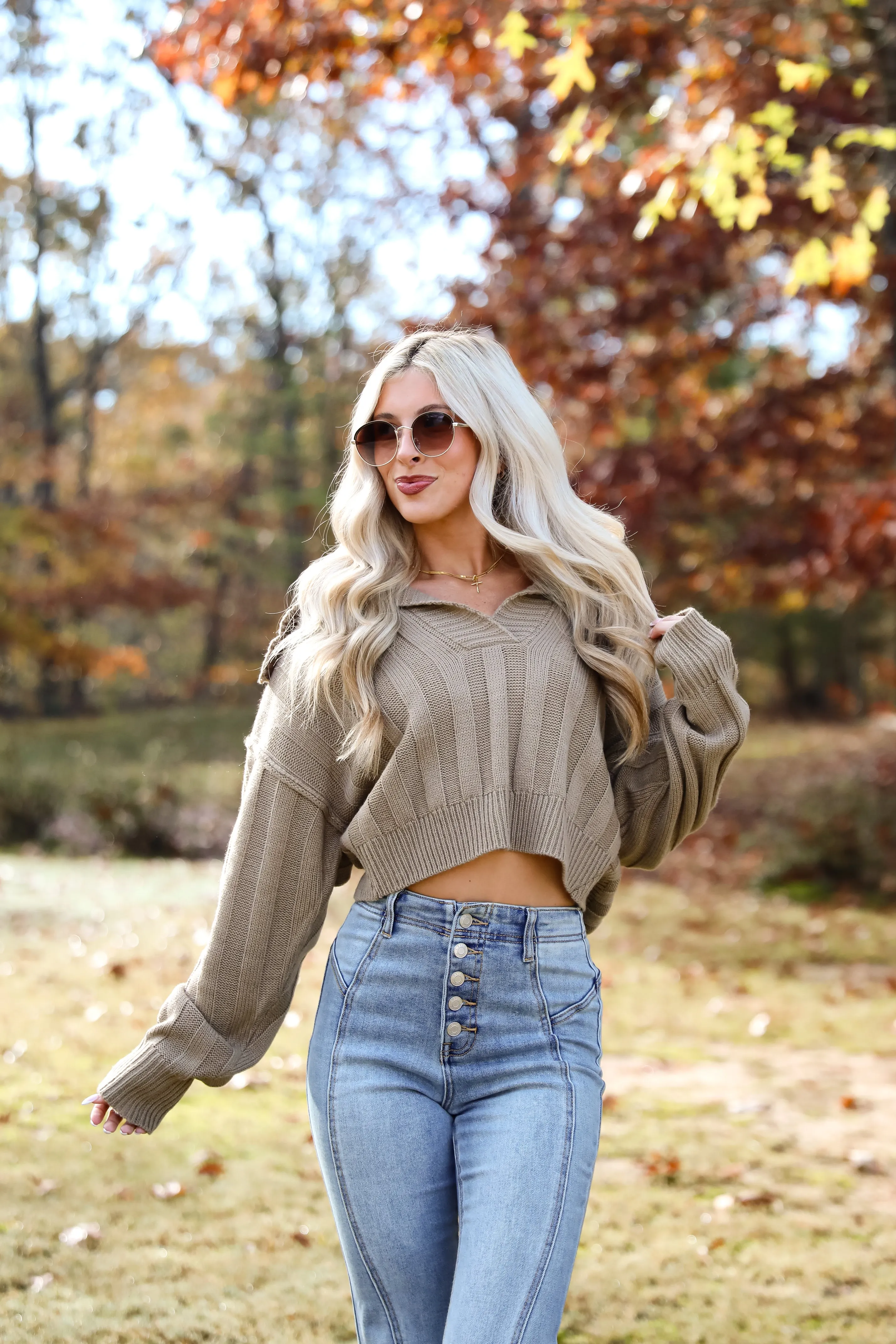 FINAL SALE  - Perfectly Effortless Olive Collared Sweater