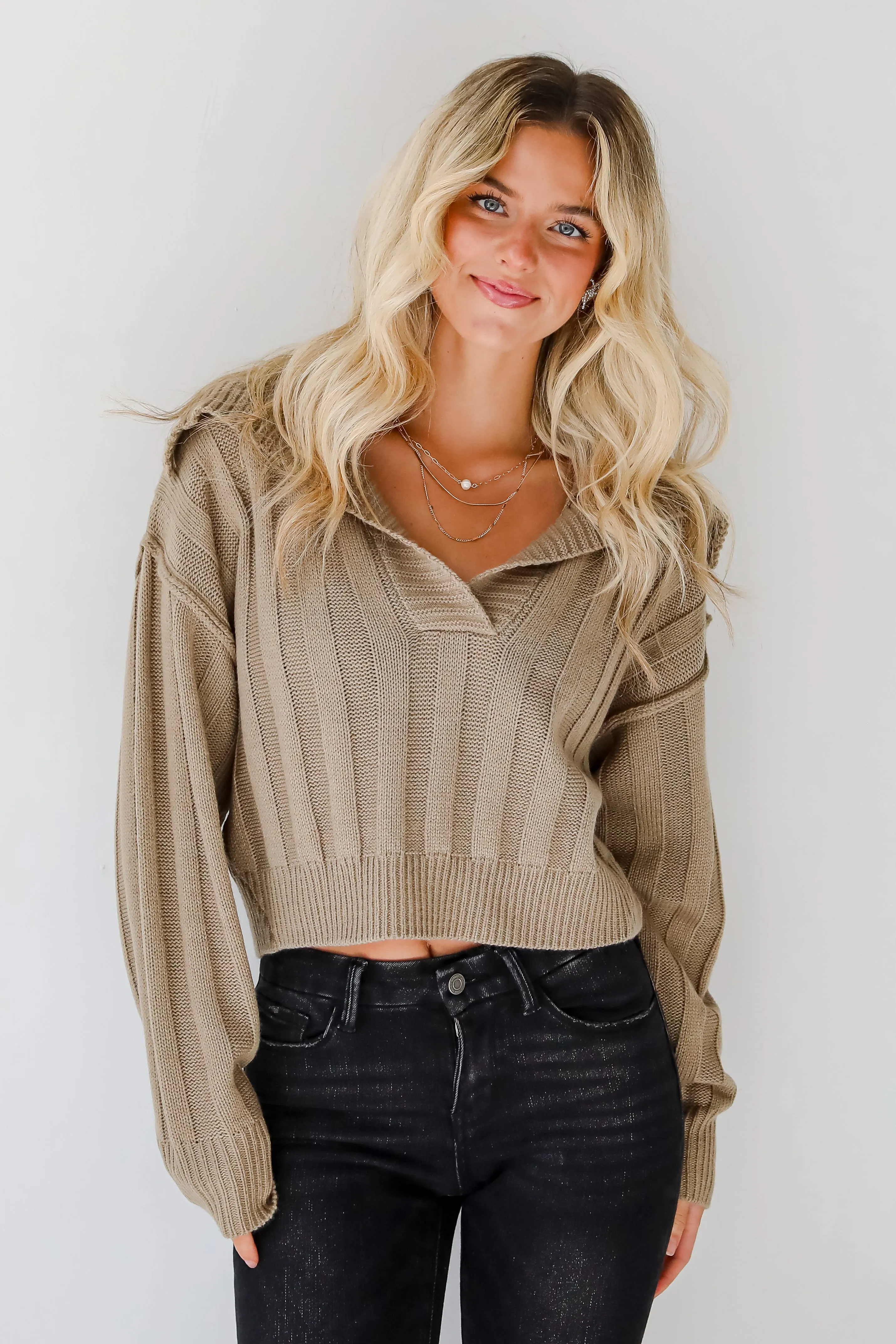 FINAL SALE  - Perfectly Effortless Olive Collared Sweater