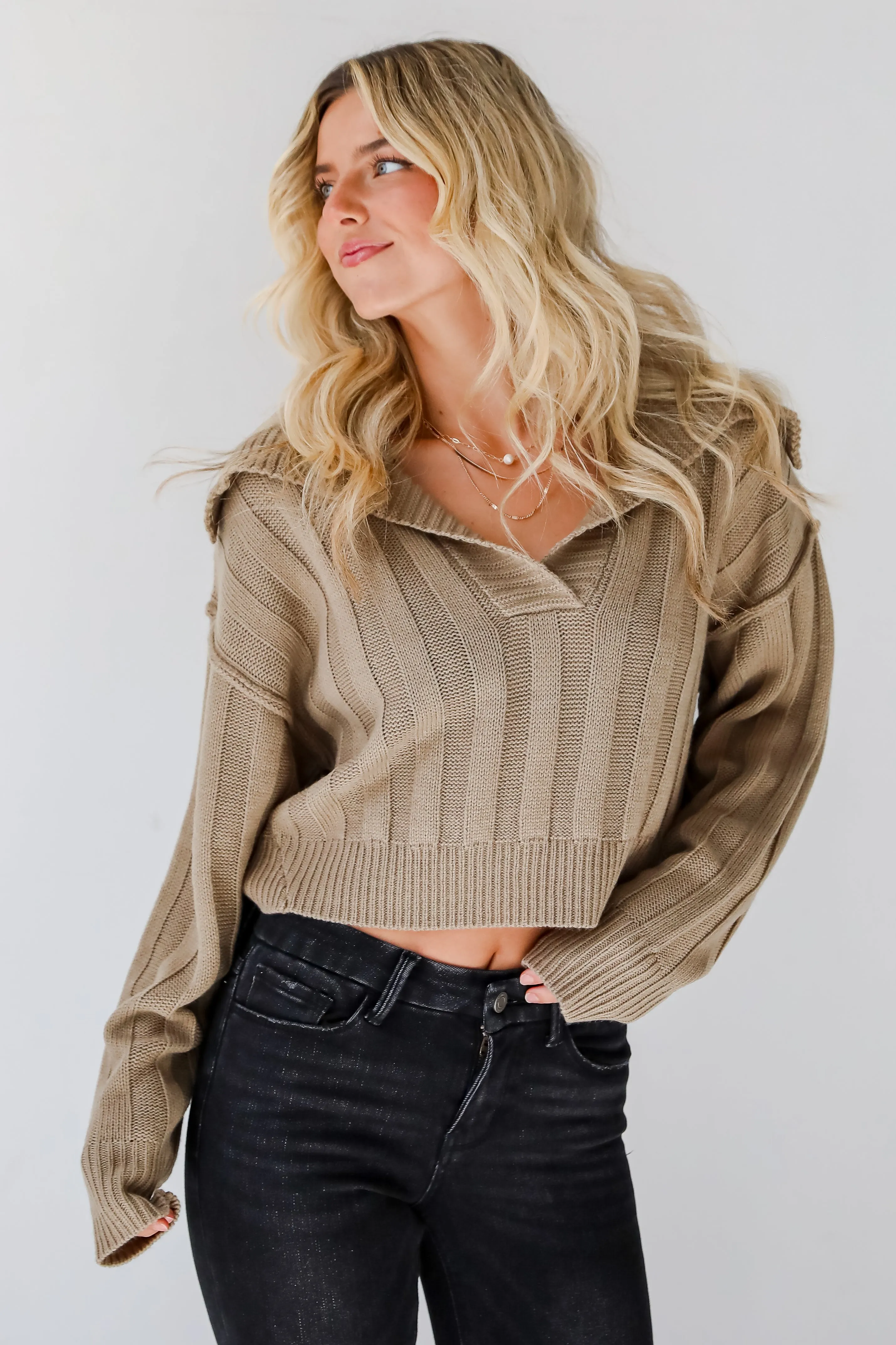 FINAL SALE  - Perfectly Effortless Olive Collared Sweater