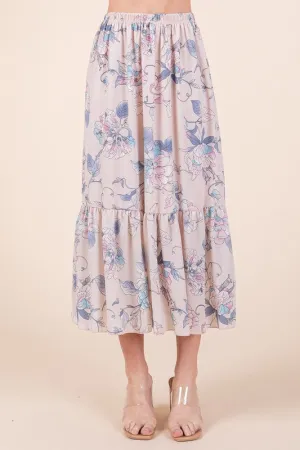 Floral Ruffle Hem Maxi Skirt