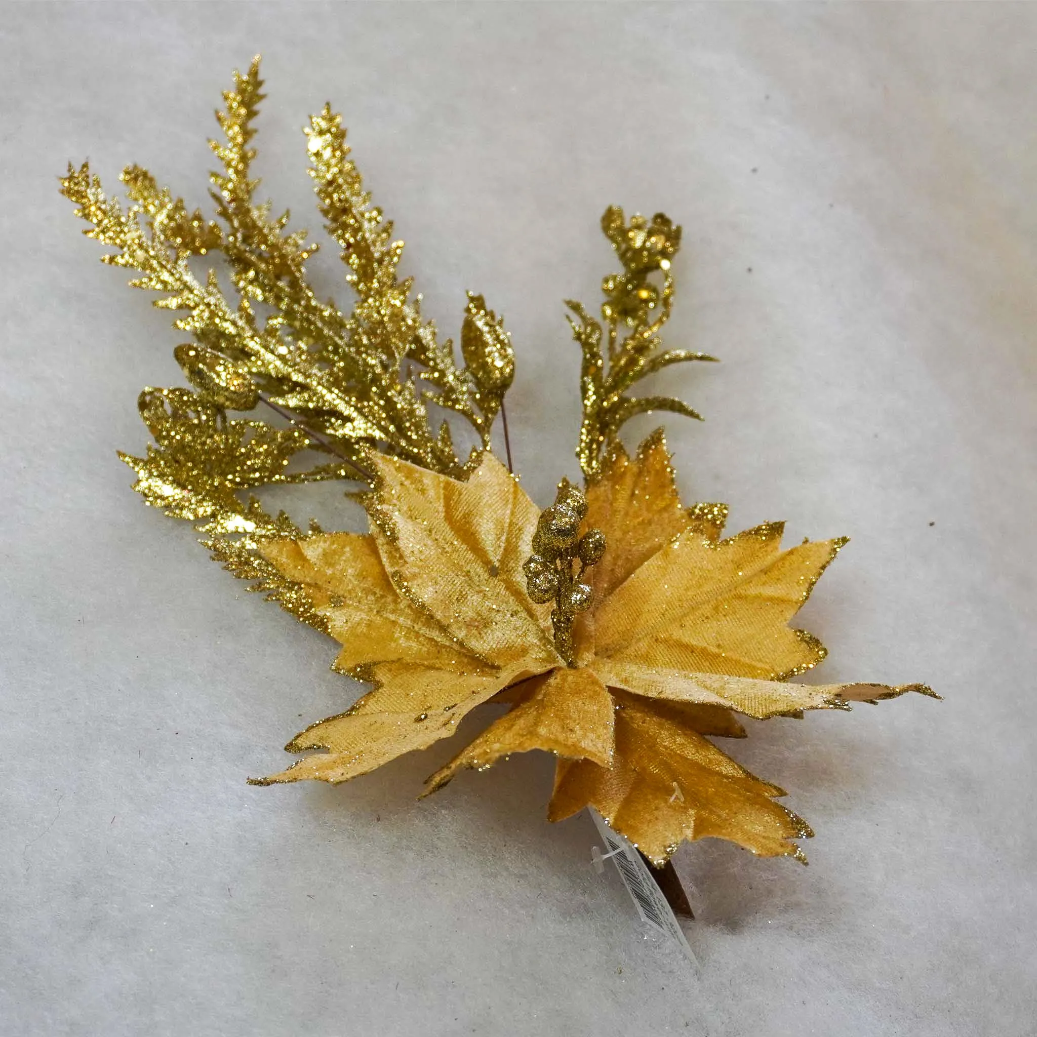 Flower Gold with Winter Leaves 32cm
