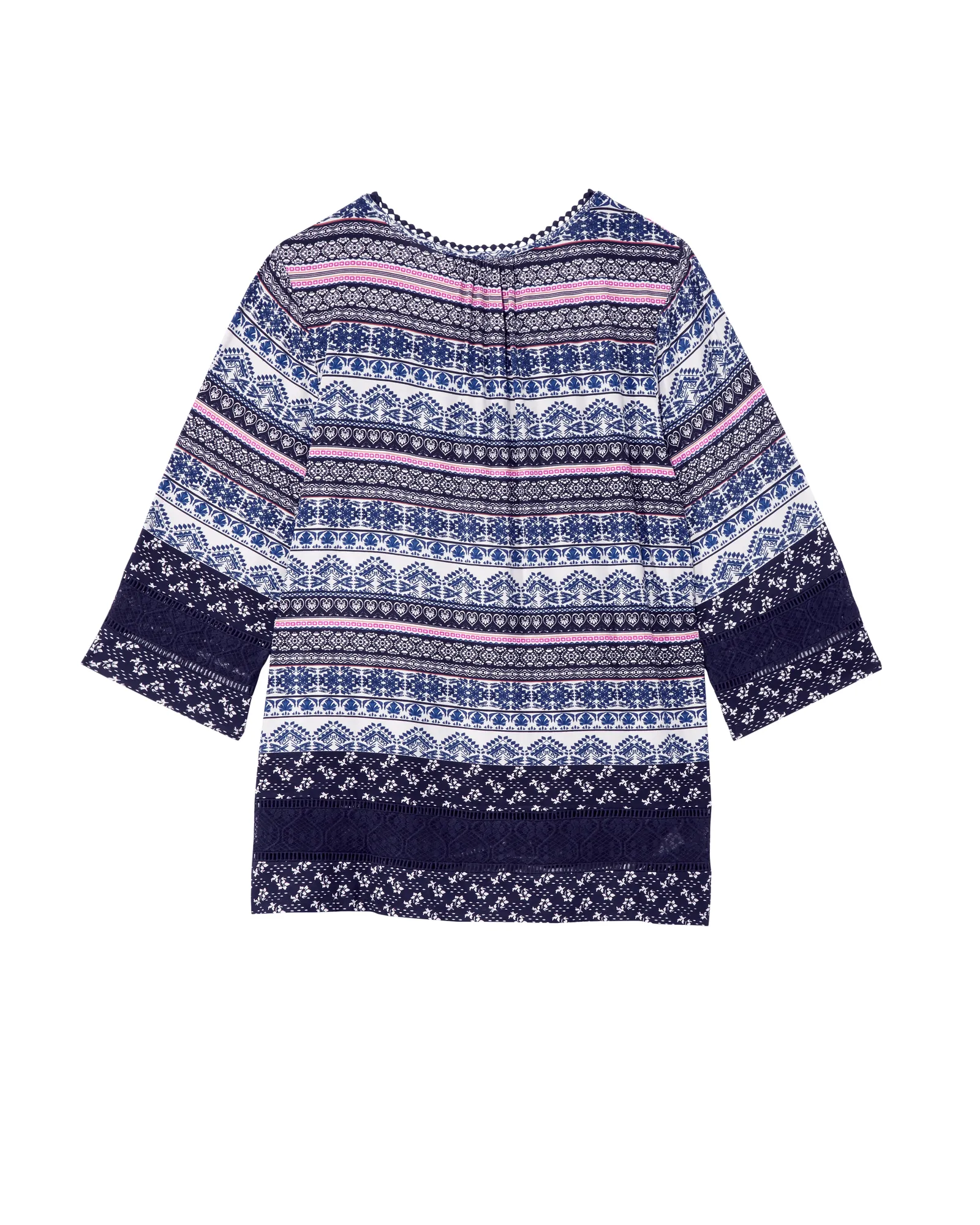 Gabby Long Sleeve Top | Ivory / Royal Blue