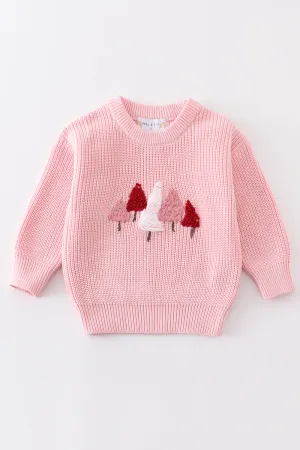 Hand made pink christmas tree sweater