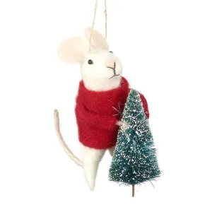 Hanging Mouse with Tree Christmas Decoration