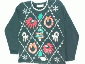 Holiday Trimmed In  Gold- Small Christmas Sweater