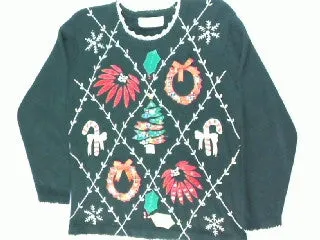 Holiday Trimmed In  Gold- Small Christmas Sweater