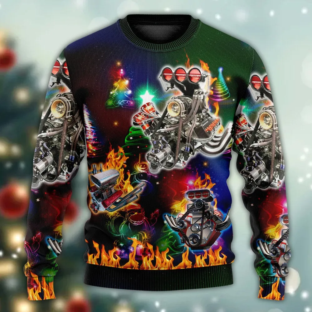Hot Rod Christmas Tree Fire, Ugly Christmas Sweaters 3D Shirt