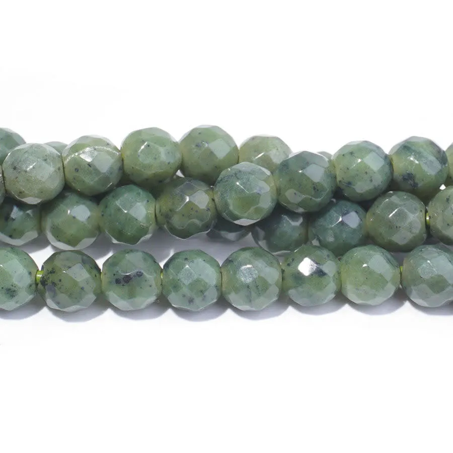 Jade 8mm Faceted Round Large Hole 8-Inch