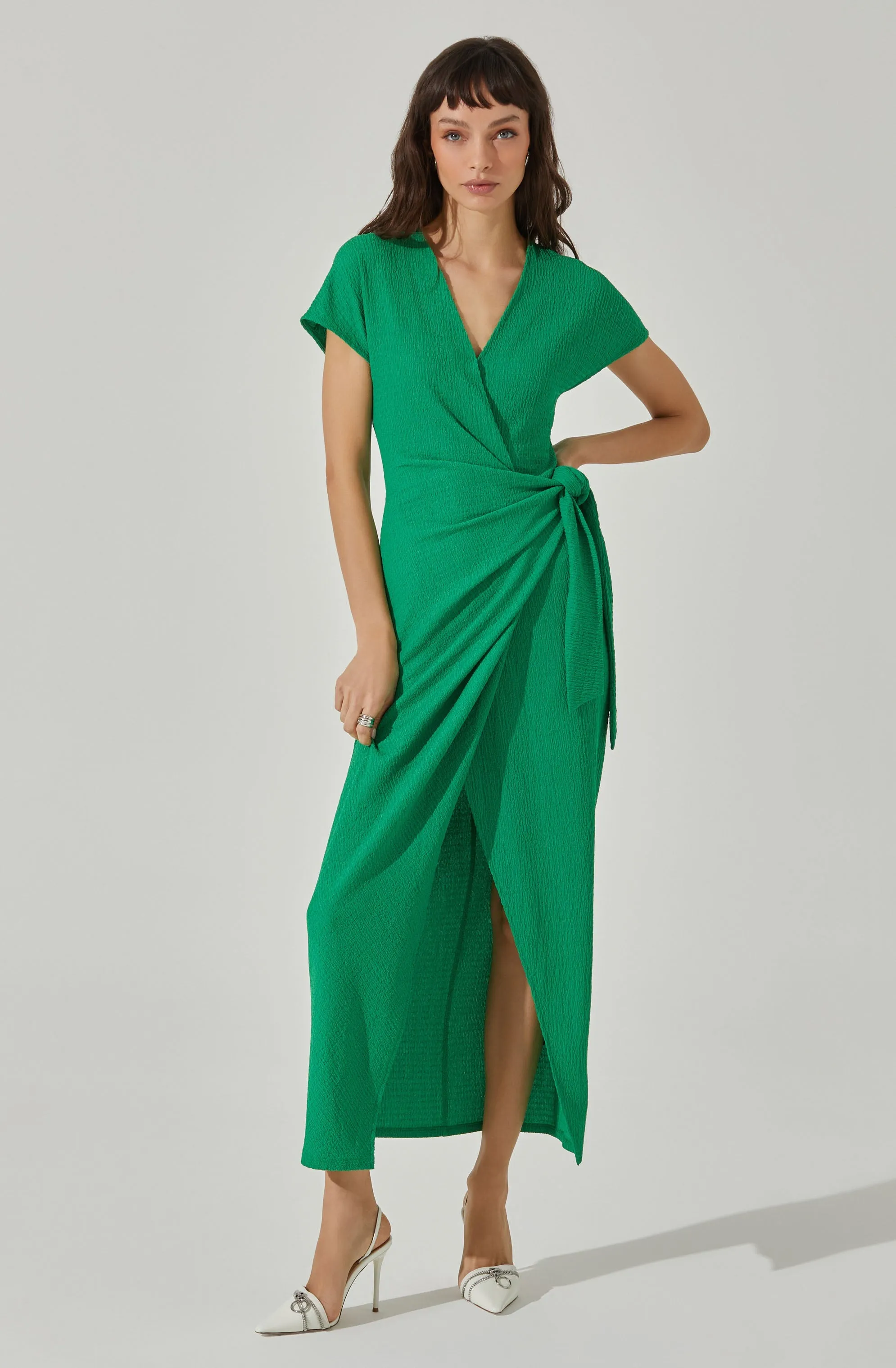 Knit Wrap Midi Dress